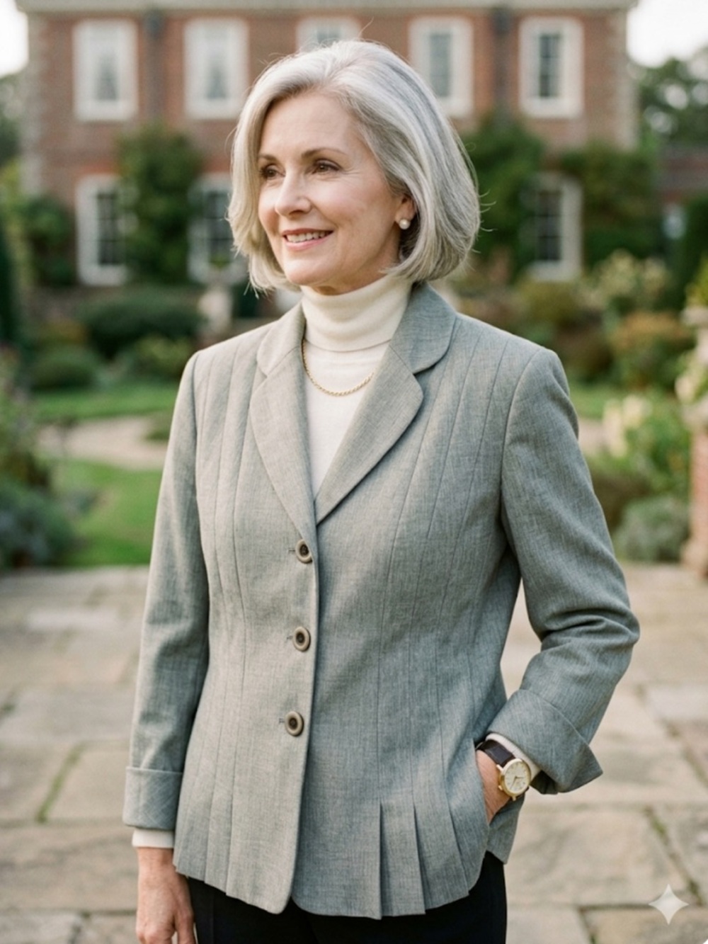 Kasper Grey Textured Pleated Front Blazer Jacket Size 14 Career Academia